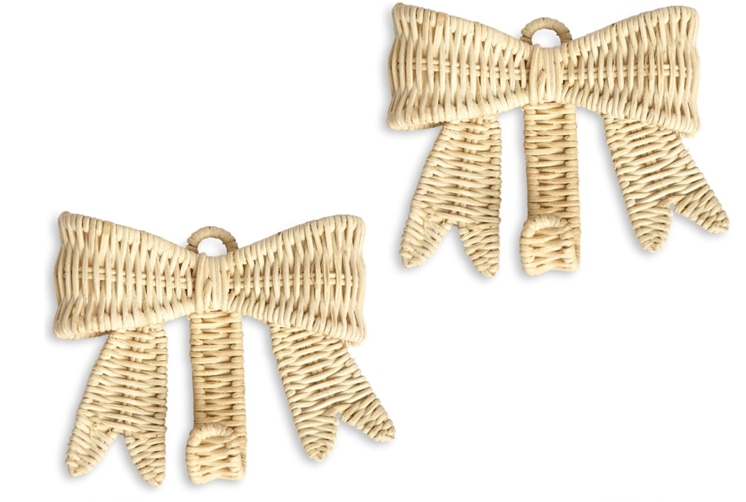 Rattan Bow Wall Hooks, Set of 2