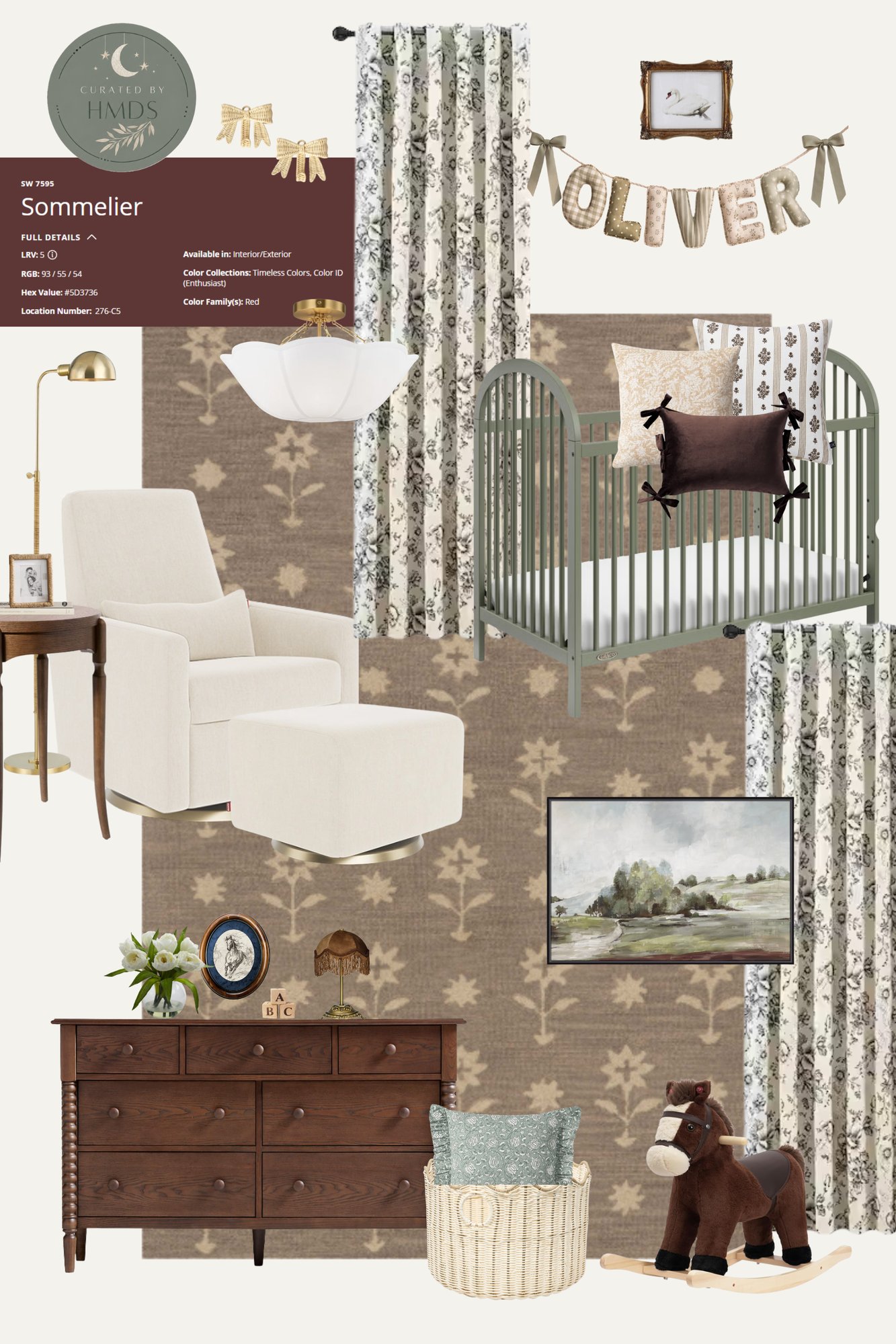 The Brass & Bows Nursery mood board by Hanna Mae Design Studio