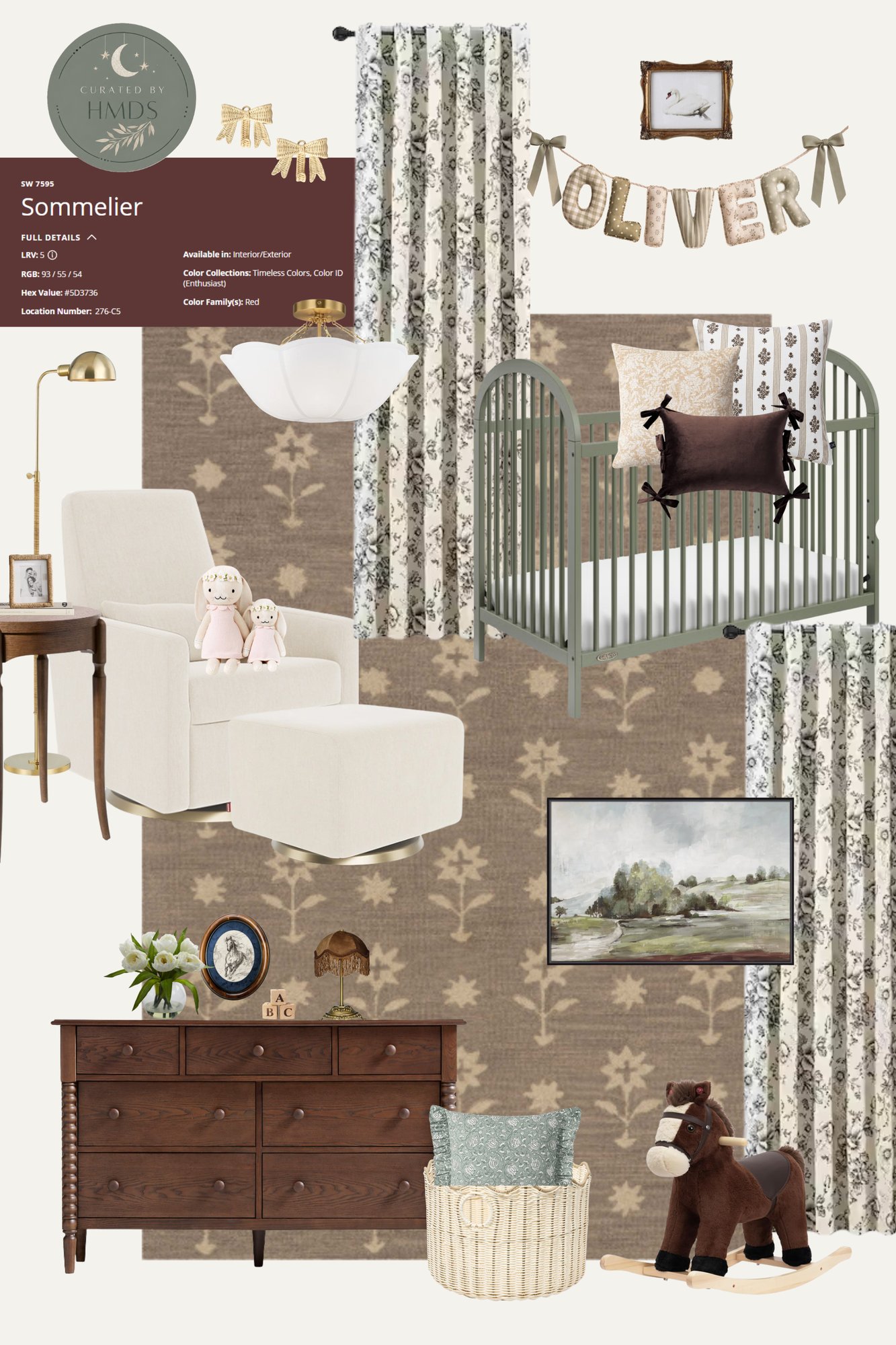 The Brass & Bows Nursery mood board by Hanna Mae Design Studio