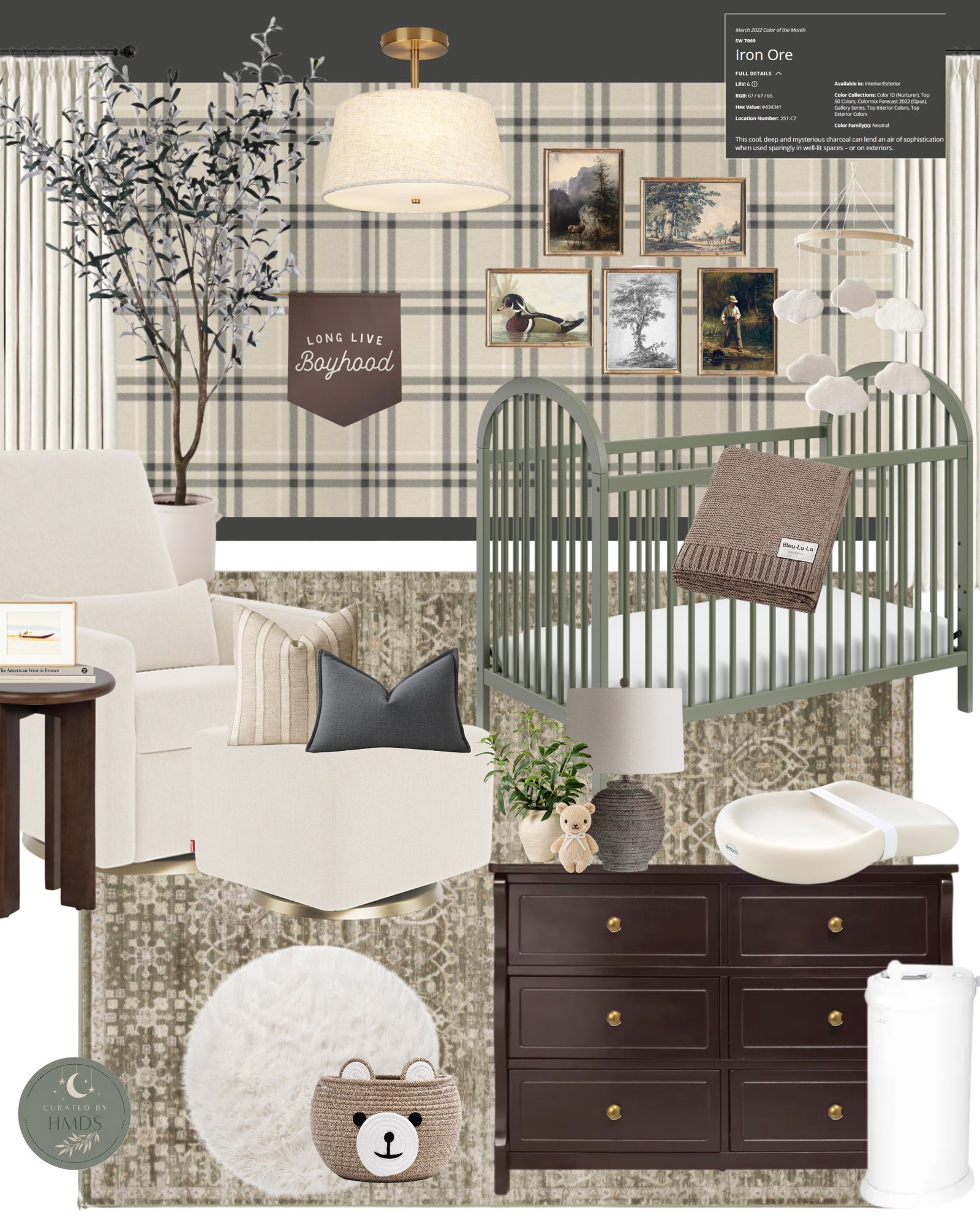 The Boyhood Begins Nursery mood board by Hanna Mae Design Studio