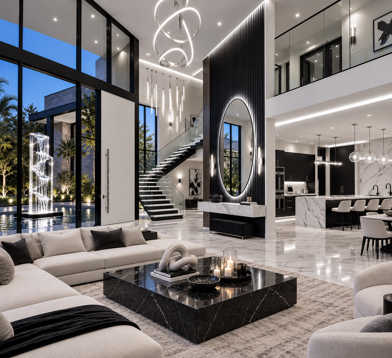 Two-story great room and entry