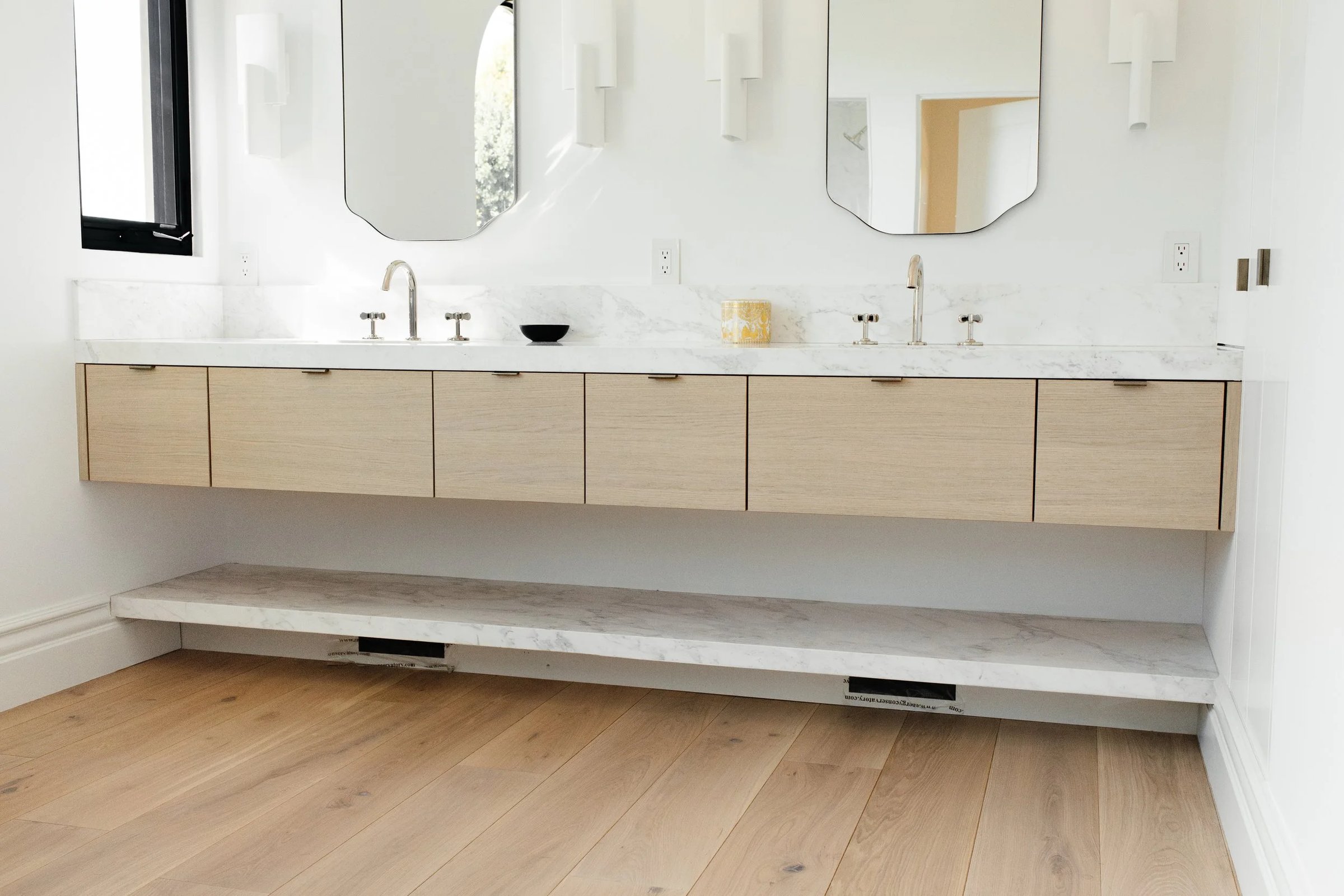 Floating Double Vanity in Rift Sawn White Oak