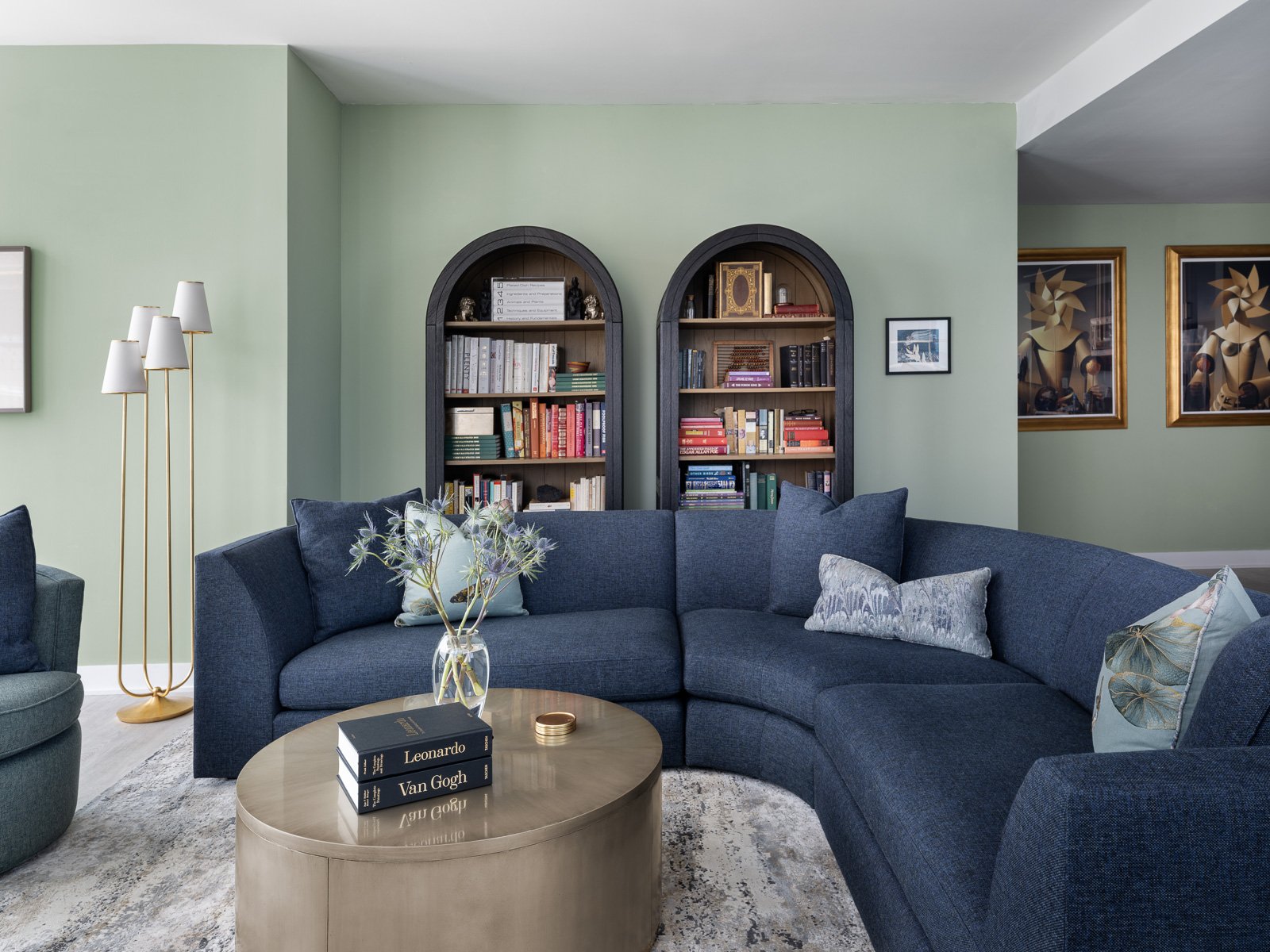Sitting Room with Arched Built-Ins