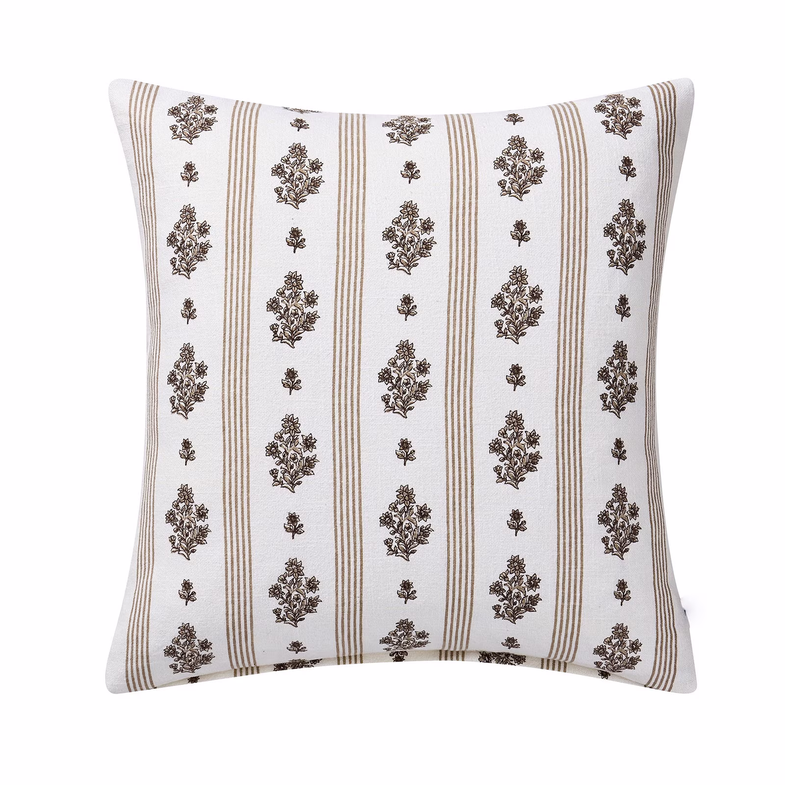 Brown Floral Stripe Pillow