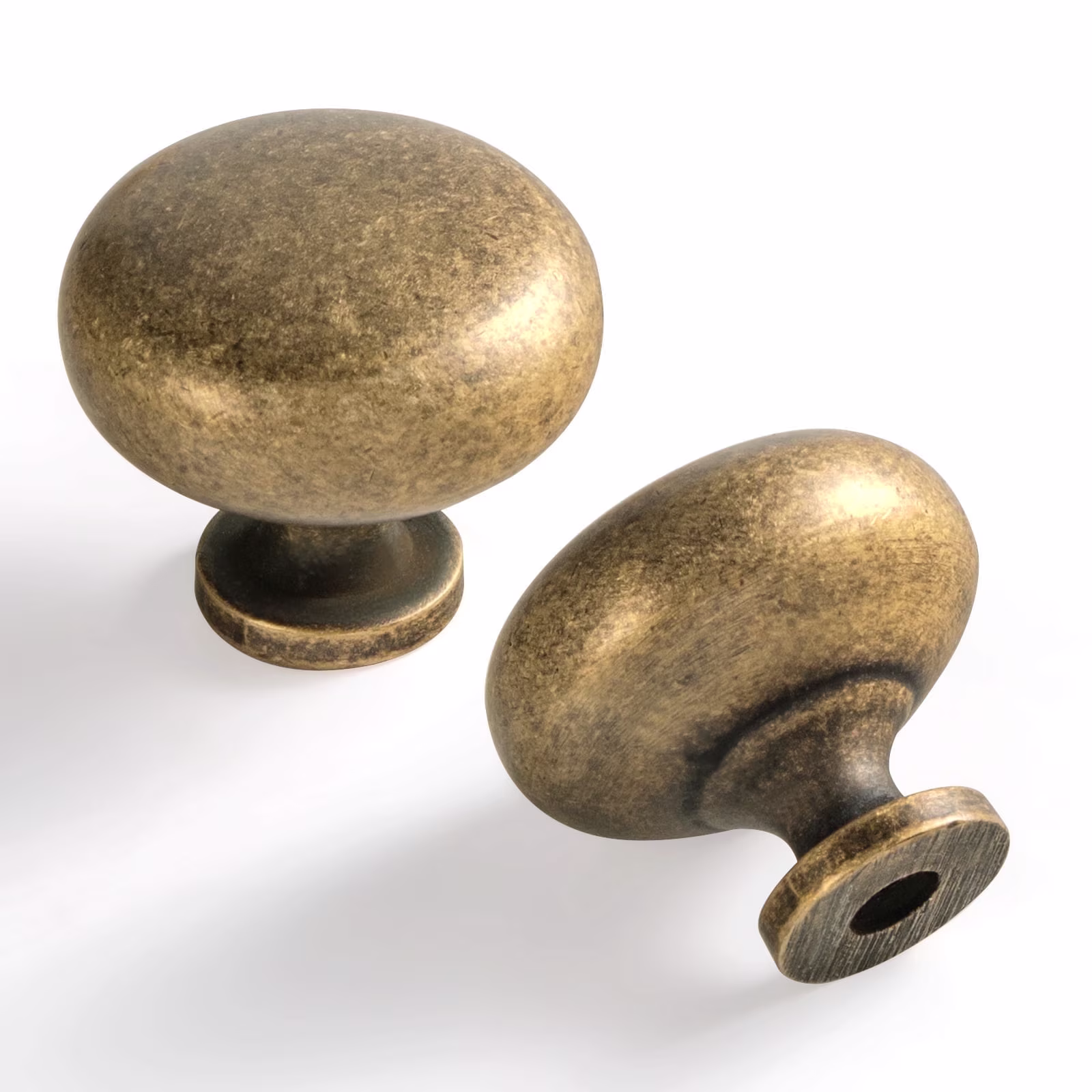 Antique Brass Round Knobs, Set of 6