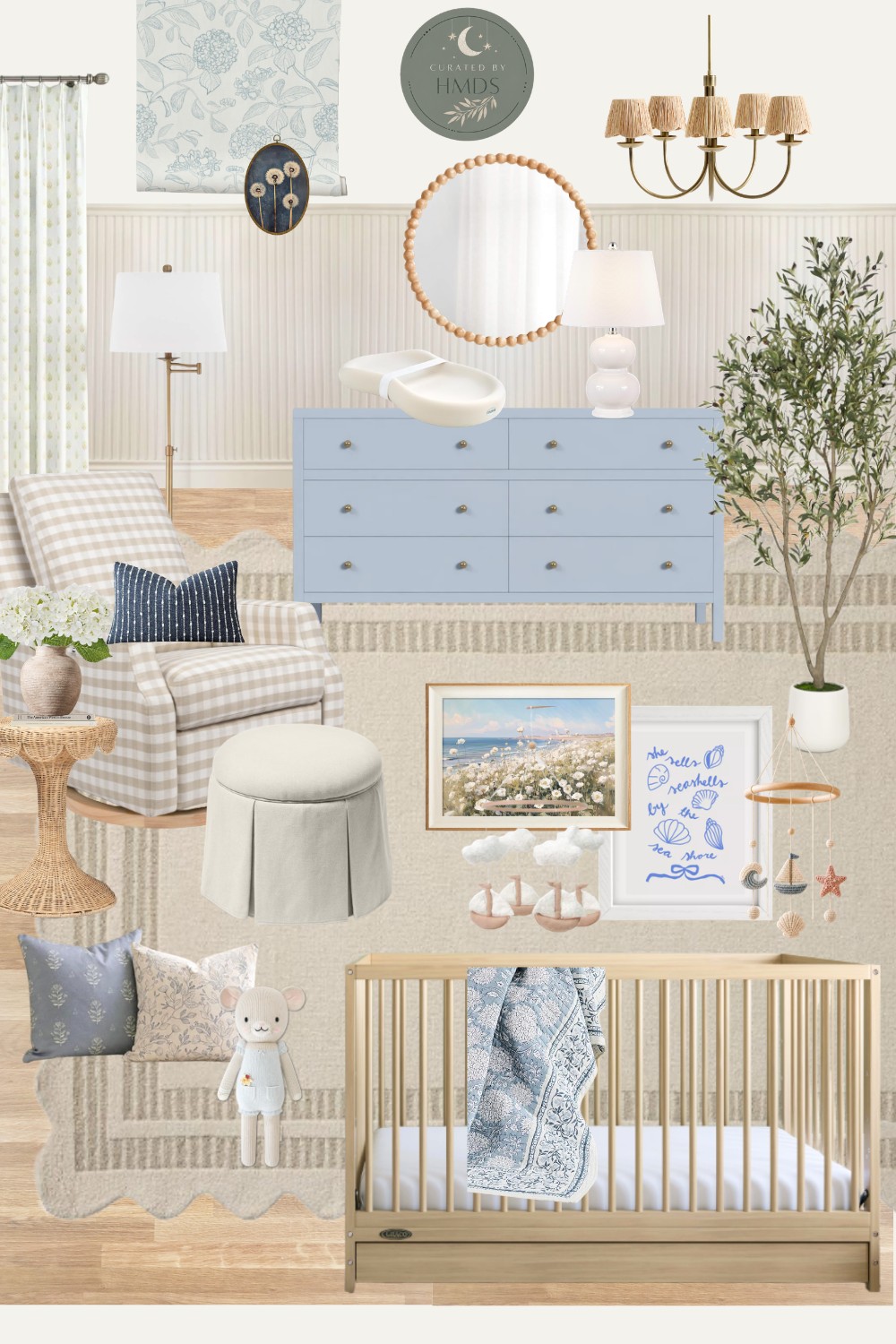 The Little Coast Girls Nursery mood board by Hanna Mae Design Studio