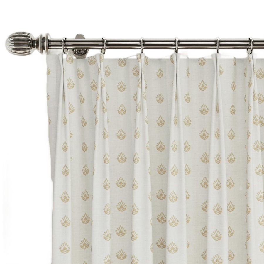 Block Print Linen Pinch Pleat Curtain