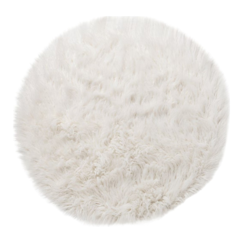 3' Faux Fur Round Rug, White