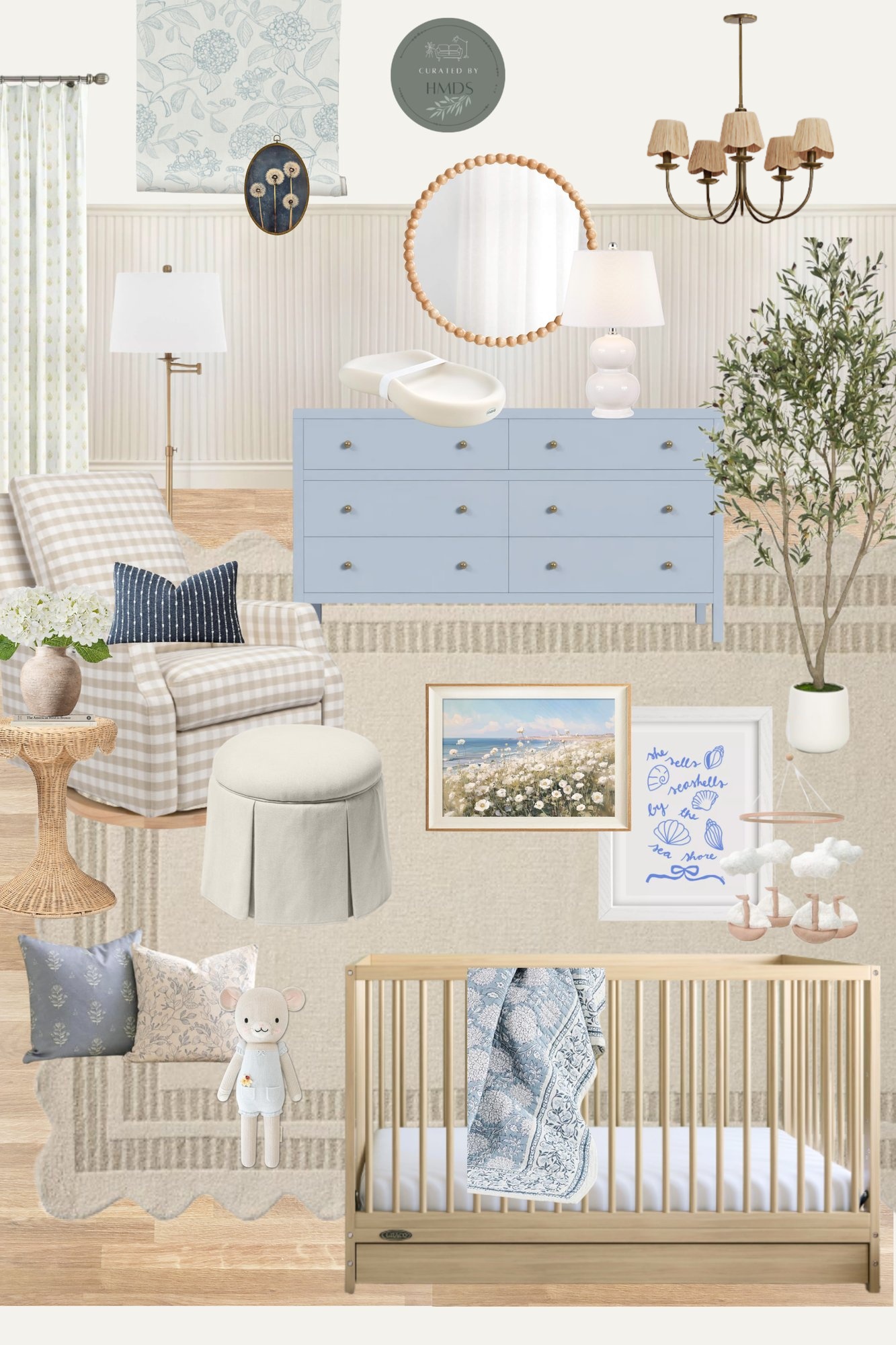 The Little Coast Girls Nursery mood board by Hanna Mae Design Studio