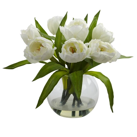 White Tulips in a Glass Vase