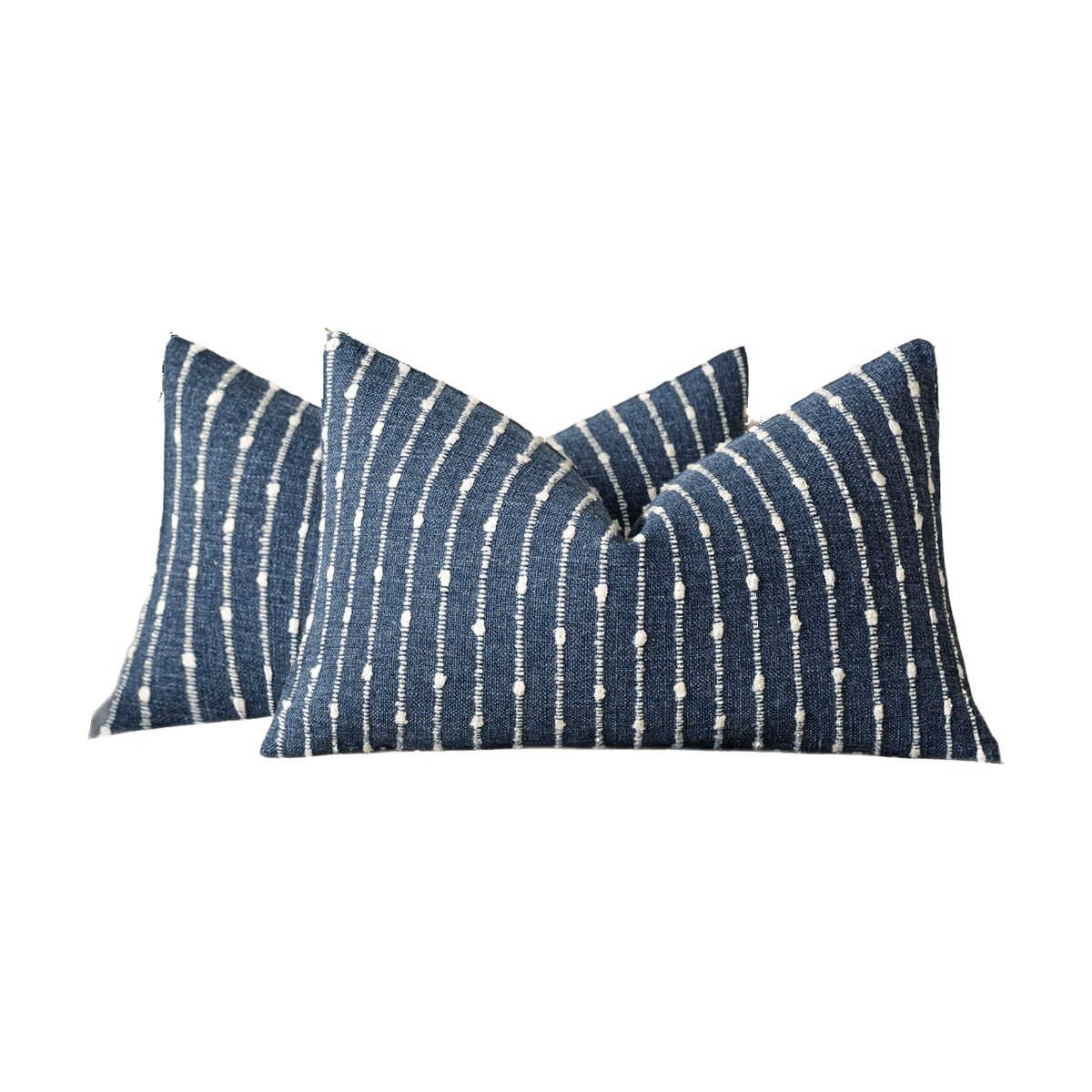 Navy Striped Lumbar Pillow