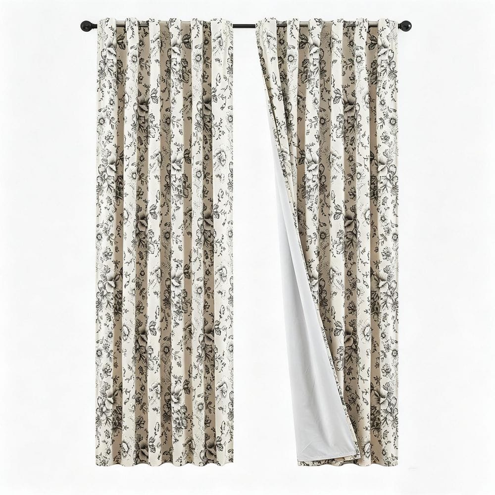 Floral Blackout Curtains, Set of 2