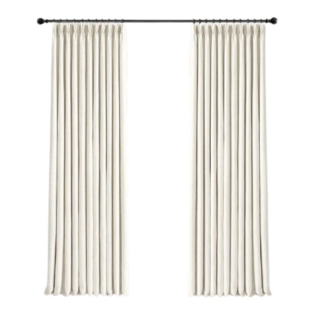 Pinch Pleat Linen Blackout Curtains, Natural